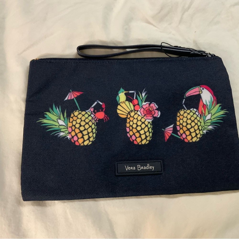 Vera Bradley Black Pouch with Pineapple and Toucan Design EUC